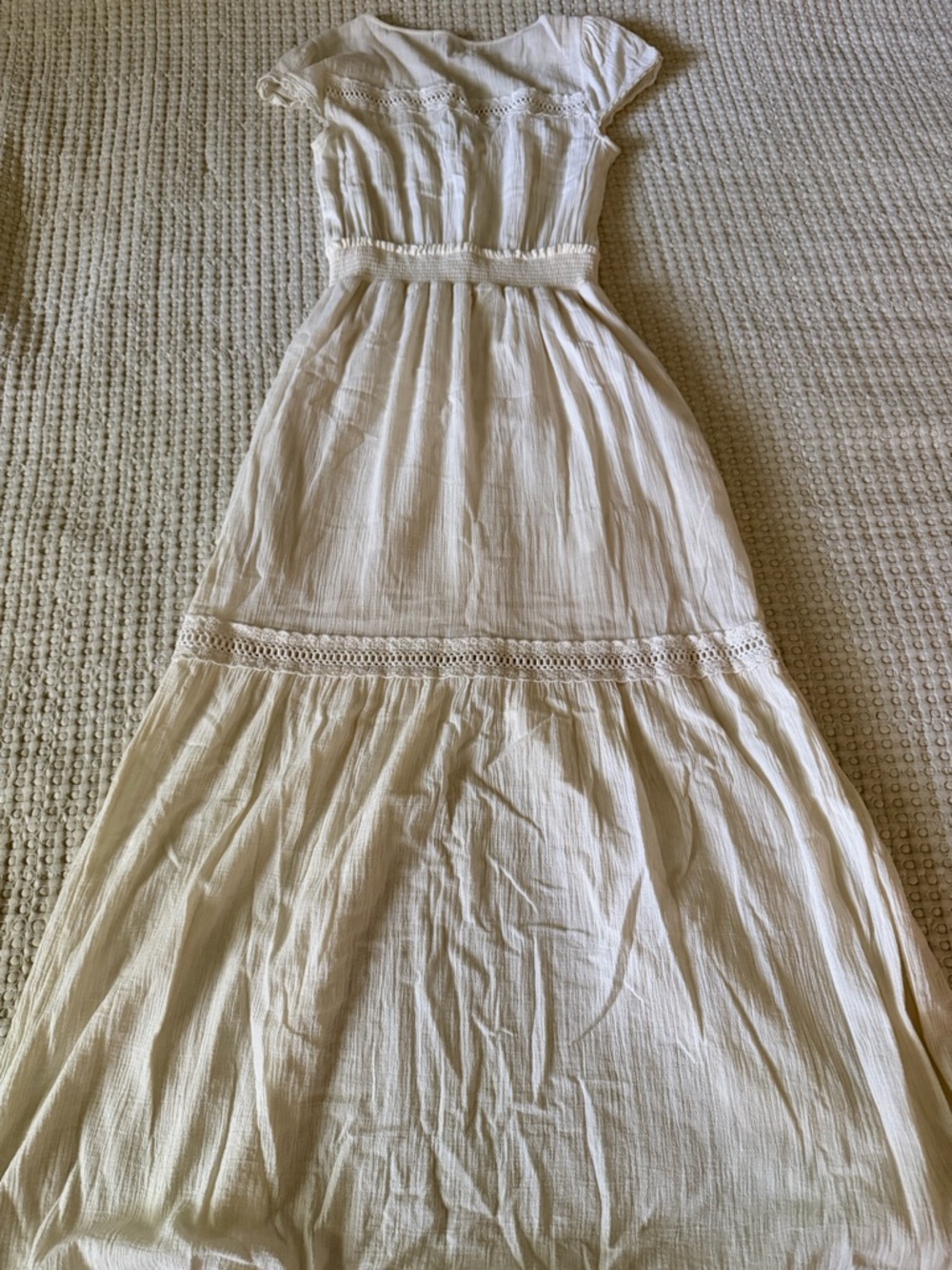 Wonderly Cream Button-Front Maxi Dress with Crochet Waist - Picture 3 of 3